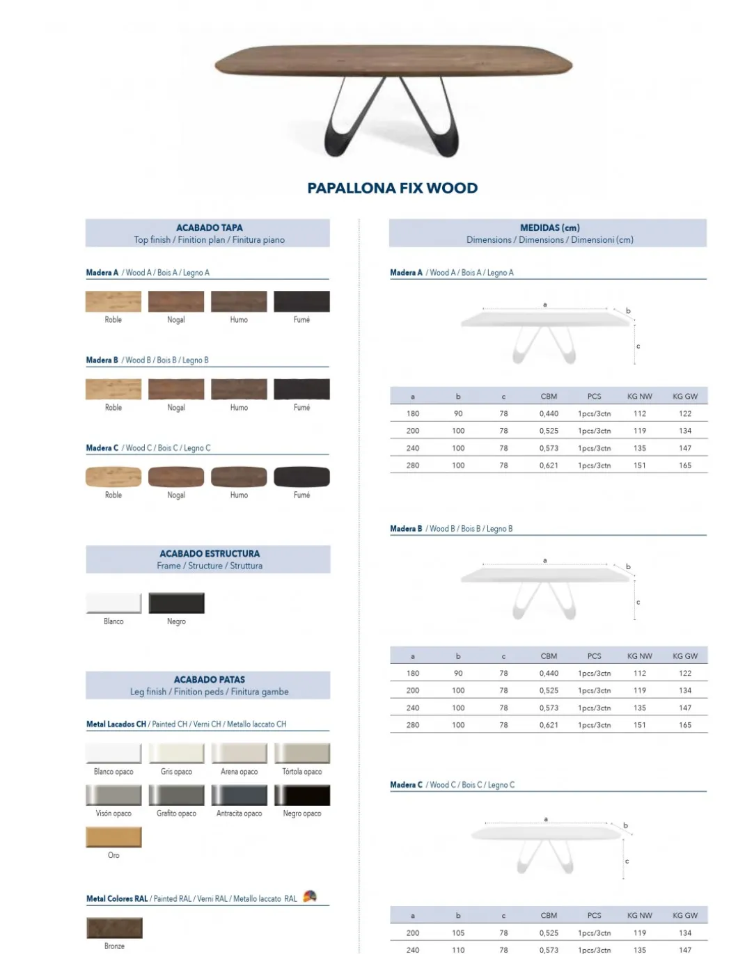 MESA COMEDOR PAPALLONA FIX WOOD